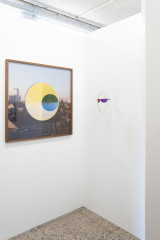 Olafur Eliasson left: Your reversed Berlin sphere, 2015 ed. 40 + AP 10 + HC 4 C-Print, colour-effect filter glass (blue), 89,5 x 90 x 4,5 cm right: Thinking Tool, 2010 mirror, sunglasses, 27 x 27 x 15 cm ed. 12 + 2 AP